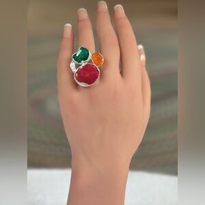 Bold IKITA Paris Adjustable Statement Ring – Multicolor Druzy Style